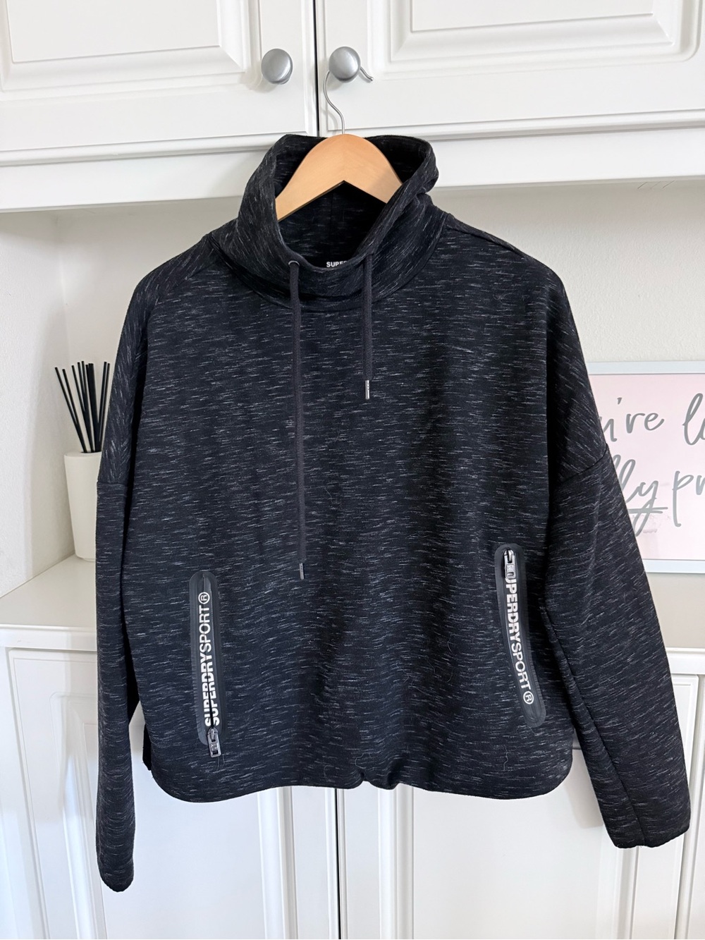 Superdry Black Marled Funnel Neck Pullover